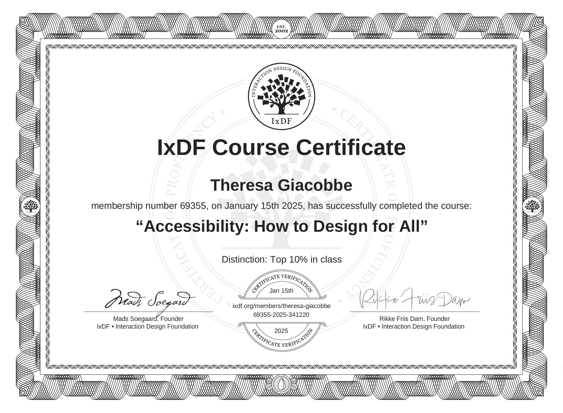 Interaction Design Foundation certification in Accessibility Design