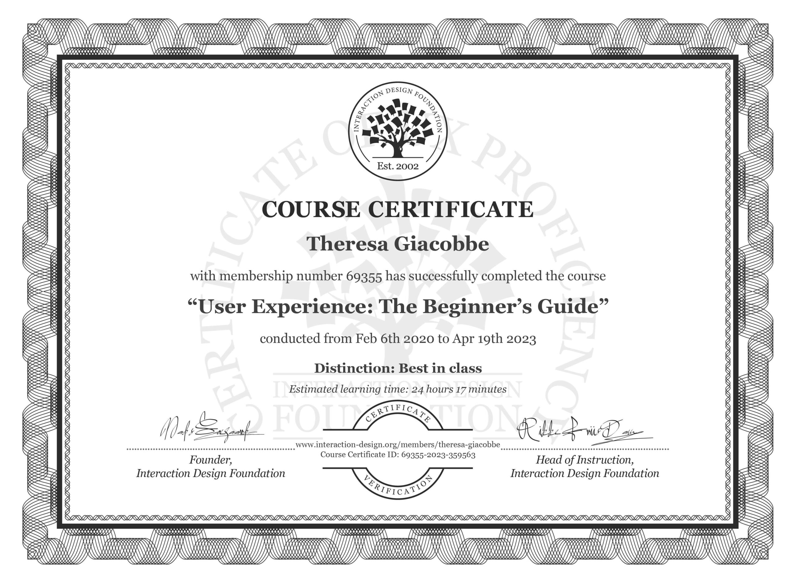 Interaction Design Foundation certification in User Experience
