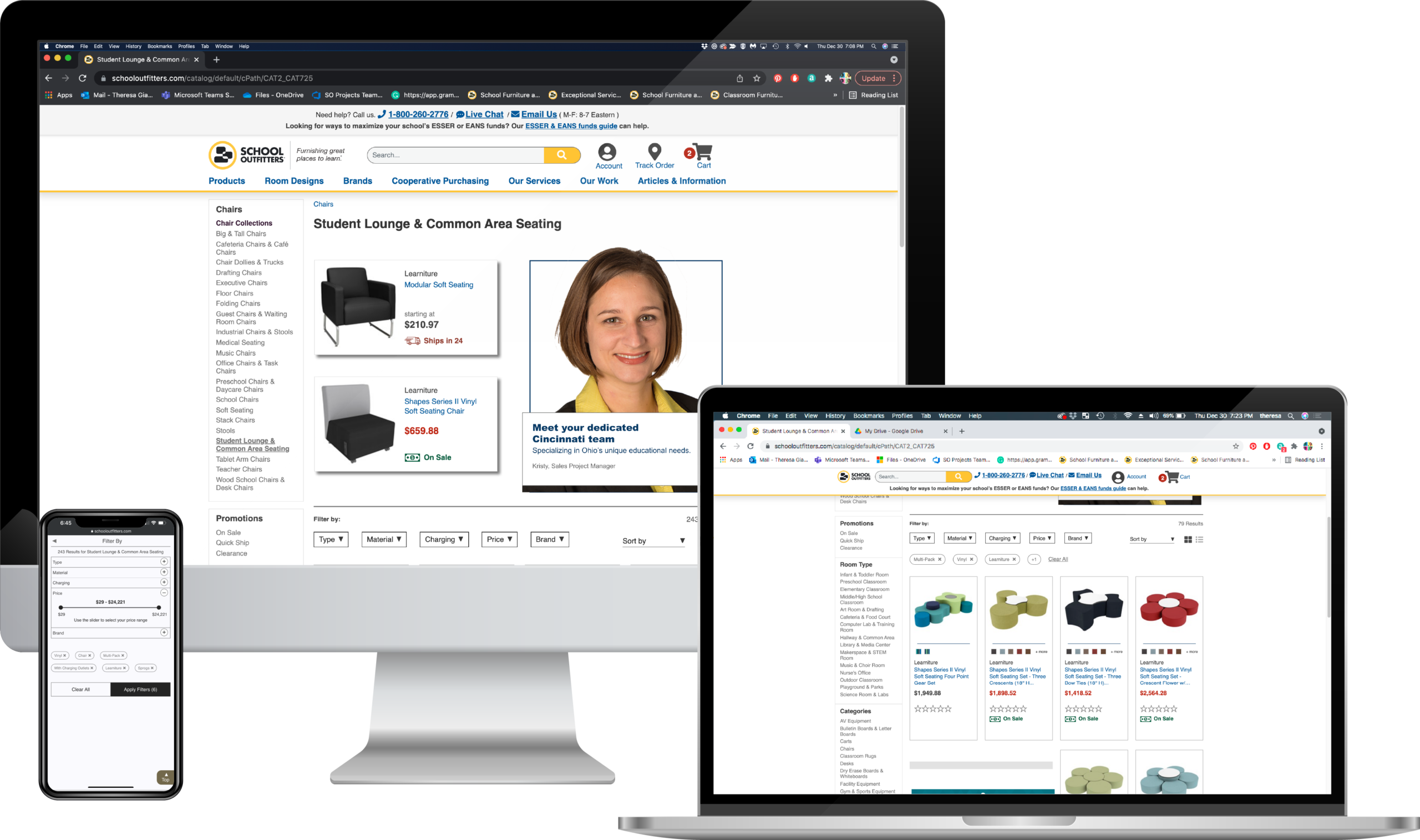 Image of website as shown on desktop, laptop, and mobile